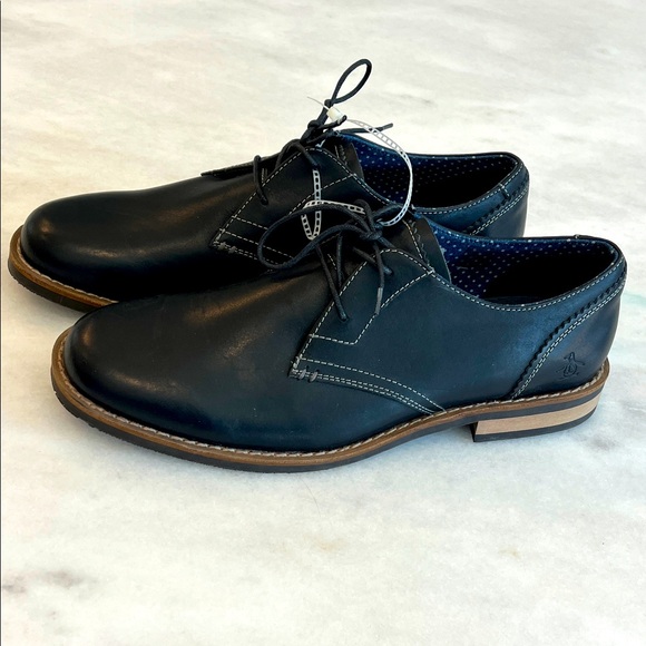 Original Penguin Waylon Black Leather Oxford Derby Men's Shoes Size 12 - Picture 1 of 11
